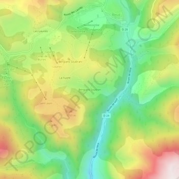 Bergians Soutran topographic map, elevation, terrain