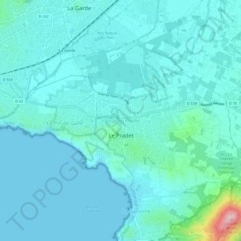 Village du Pradet topographic map, elevation, terrain