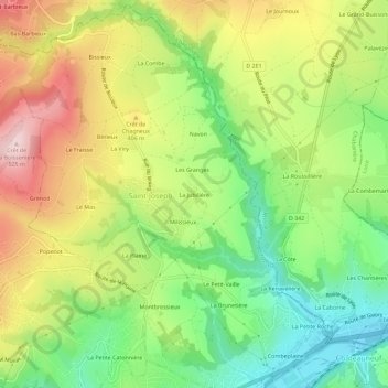 La Jubilière topographic map, elevation, terrain