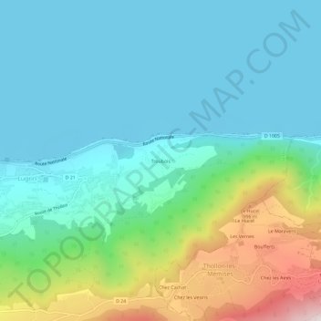 Troubois topographic map, elevation, terrain