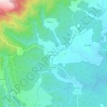 Barreiro de Besteiros topographic map, elevation, terrain