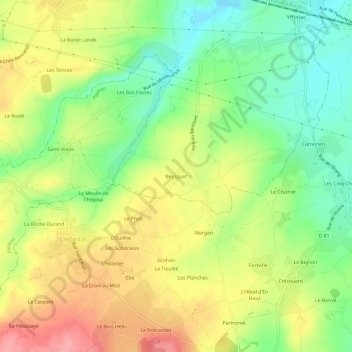 Beussuet topographic map, elevation, terrain