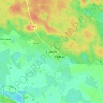 Bukowie topographic map, elevation, terrain