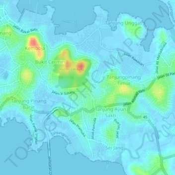 Kampung Baru topographic map, elevation, terrain