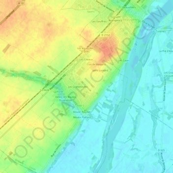 Clos de Bordeaux topographic map, elevation, terrain