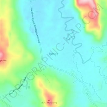 Tompo topographic map, elevation, terrain