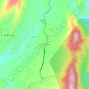 Arab Khann topographic map, elevation, terrain