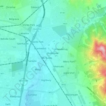 Kuilsrivier topographic map, elevation, terrain