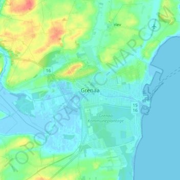 Grenaa topographic map, elevation, terrain