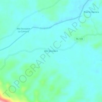 Alto Iscozacin topographic map, elevation, terrain