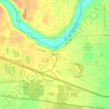 Wadhams topographic map, elevation, terrain