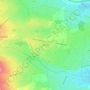 Trotteloup topographic map, elevation, terrain
