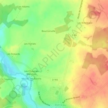 Velin topographic map, elevation, terrain