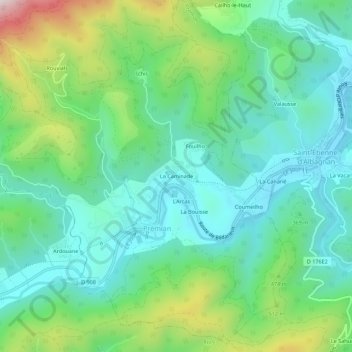 La Caminade topographic map, elevation, terrain