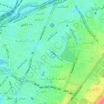 Puerta Bab Al Futuh topographic map, elevation, terrain