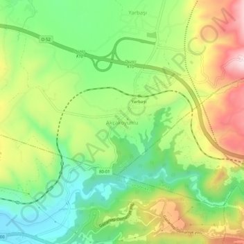 Akçakoyunlu topographic map, elevation, terrain