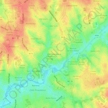 Old Providence topographic map, elevation, terrain