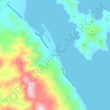 Mamali topographic map, elevation, terrain