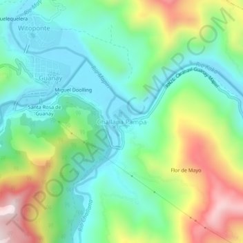Challana Pampa topographic map, elevation, terrain