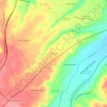Travasso topographic map, elevation, terrain