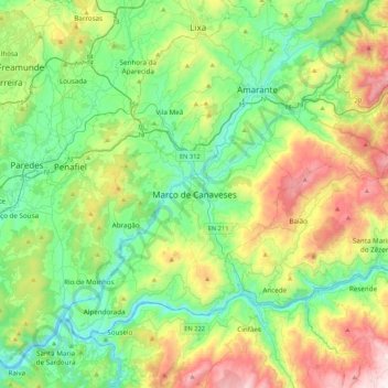 Marco de Canaveses topographic map, elevation, terrain