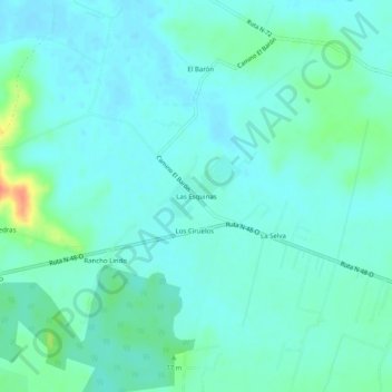 Las Esquinas topographic map, elevation, terrain