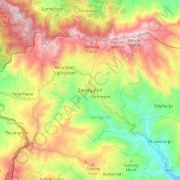 Samigaluh topographic map, elevation, terrain
