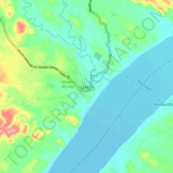 Luozi topographic map, elevation, terrain