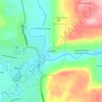 Dos Ríos topographic map, elevation, terrain