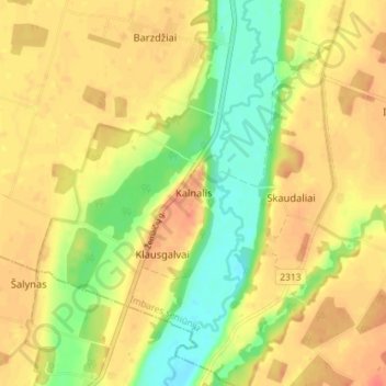 Kalnalis topographic map, elevation, terrain