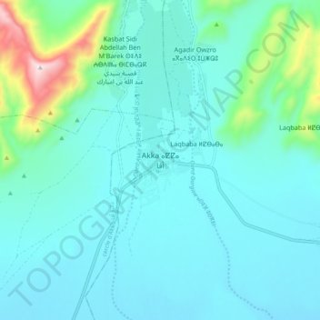 Akka topographic map, elevation, terrain