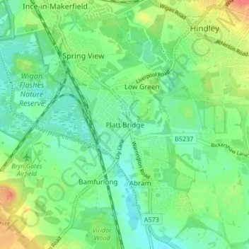 Platt Bridge topographic map, elevation, terrain
