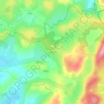 Cazeneuve topographic map, elevation, terrain