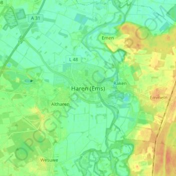 Haren (Ems) topographic map, elevation, terrain