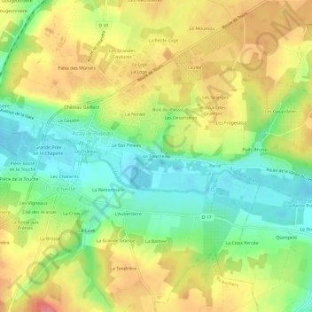 Le Fourneau topographic map, elevation, terrain