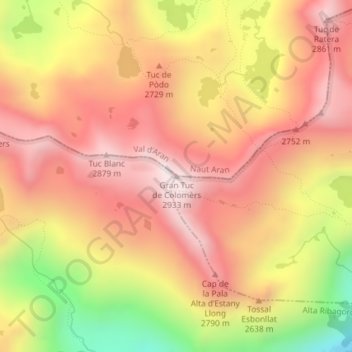 Gran Tuc de Colomèrs topographic map, elevation, terrain