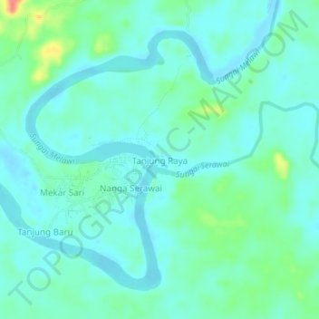 Tanjung Raya topographic map, elevation, terrain