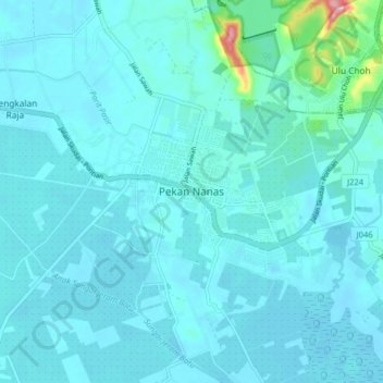 Pekan Nanas topographic map, elevation, terrain