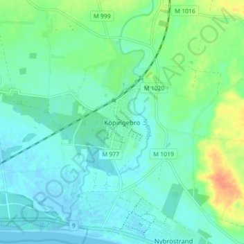 Köpingebro topographic map, elevation, terrain