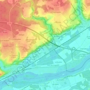 La Roche Cotard topographic map, elevation, terrain