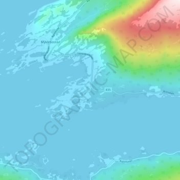Sommarnes topographic map, elevation, terrain