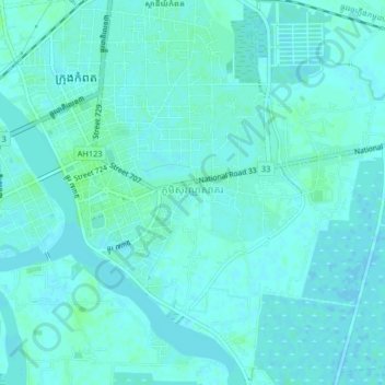 Sovann Sakor topographic map, elevation, terrain