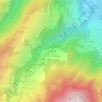 Le Fey Dessous topographic map, elevation, terrain