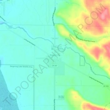 Rapid City topographic map, elevation, terrain