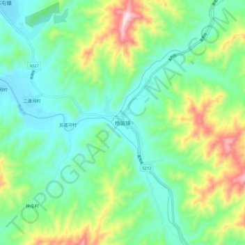 Yangyun topographic map, elevation, terrain