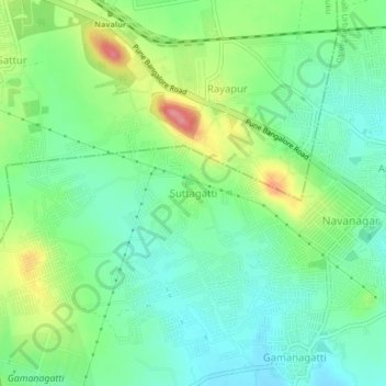 Suttagatti topographic map, elevation, terrain
