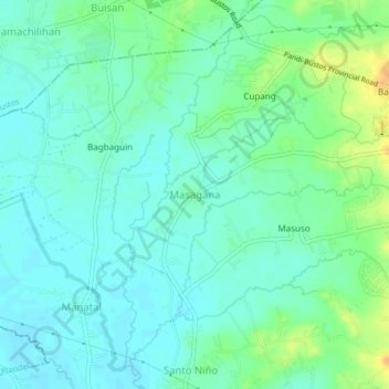 Masagana topographic map, elevation, terrain