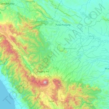 Sangir Batang Hari topographic map, elevation, terrain