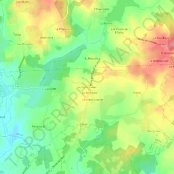 Le Petit Charrat topographic map, elevation, terrain