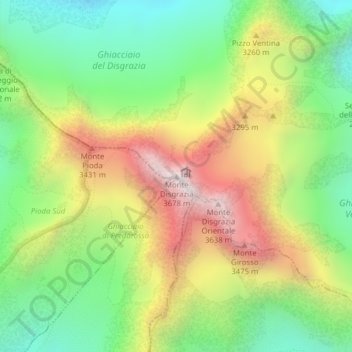 Monte Disgrazia topographic map, elevation, terrain